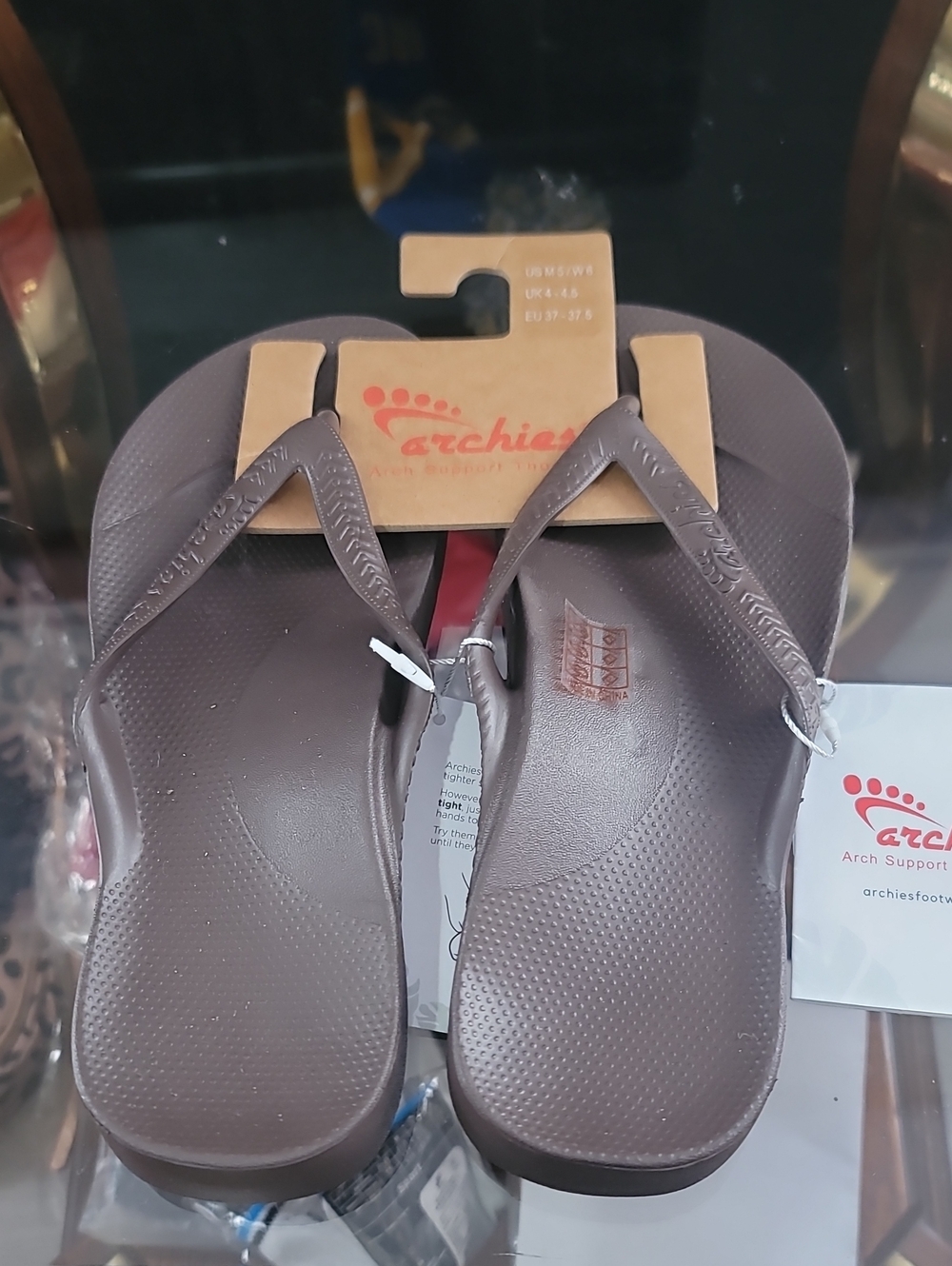 Archies Brown Arch Support Flip Flops